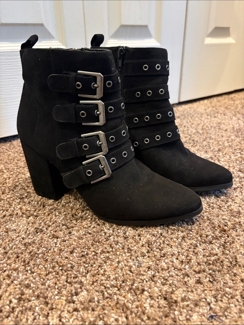 Carlos Santana Gamma Black Buckle Strap Ankle Boots